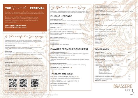 Brasserie on 3 Menu .